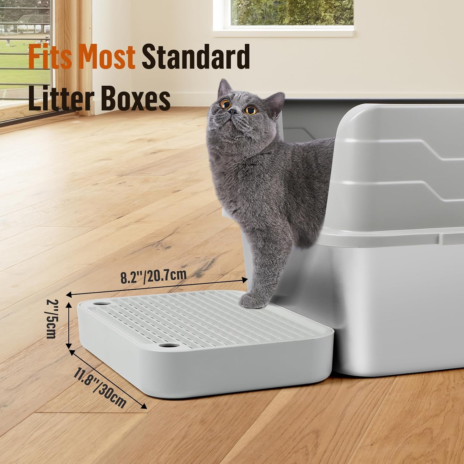 Cat Litter Box Step with Filter Function, Non-Slip Cat Step, Light Grey